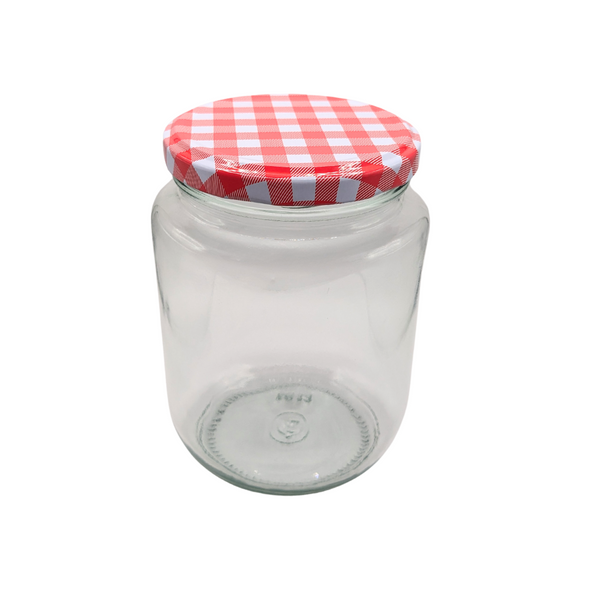 730ml 1kg honey round glass jars wholesale red white gingham check lid