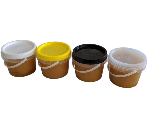 Carton of 100 - 840ml / 1kg Plastic Honey Pail Bucket Containers