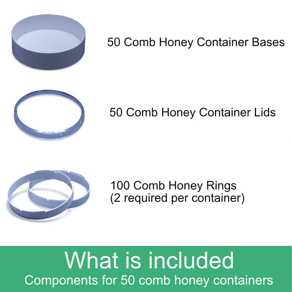 Ceracell Comb Honey Containers and Rings - 50x