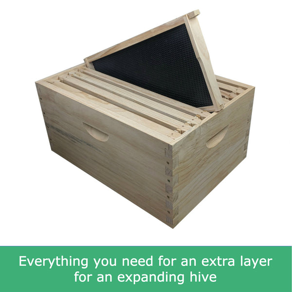 8 Frame Full Depth Beehive Super/Box Kit Including Frames and Foundation