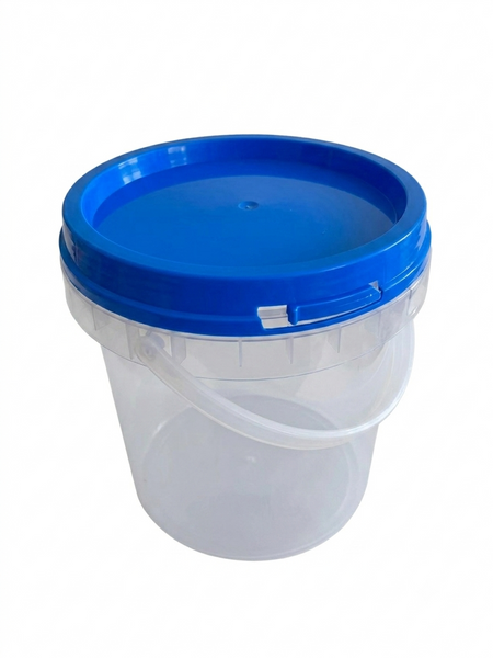 clear bucket blue lid