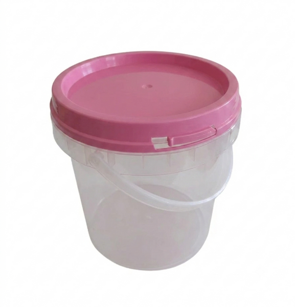 clear bucket pink lid