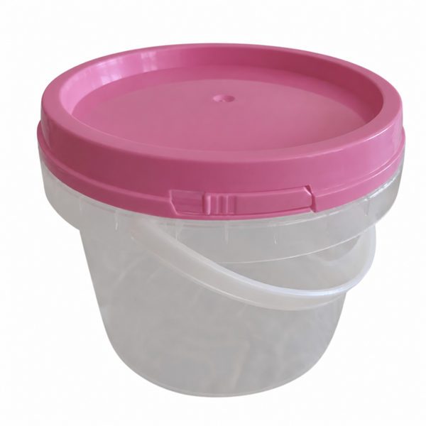 1kg empty clear honey bucket pails with pink lids