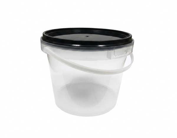 2.2L clear bucket pail with black lid