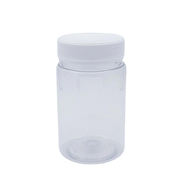 Round plastic honey jars 500g with tamper proof lid - white lid