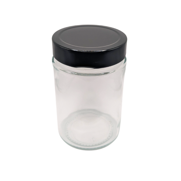 72 x 380ml (500g honey) Round Glass Jar With Metal HIGH Lid - Carton of 72