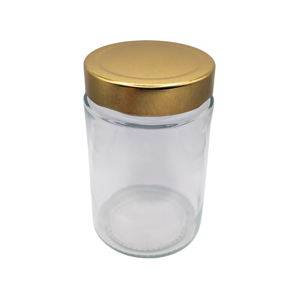 72 x 380ml (500g honey) Round Glass Jar With Metal HIGH Lid - Carton of 72