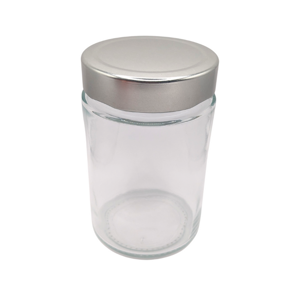 72 x 380ml (500g honey) Round Glass Jar With Metal HIGH Lid - Carton of 72