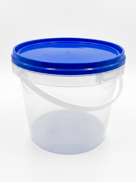5L clear pail bucket blue lid