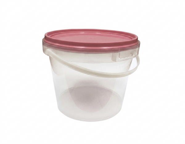 5L clear lolly tub with pink tamper proof lid for lolly buffets