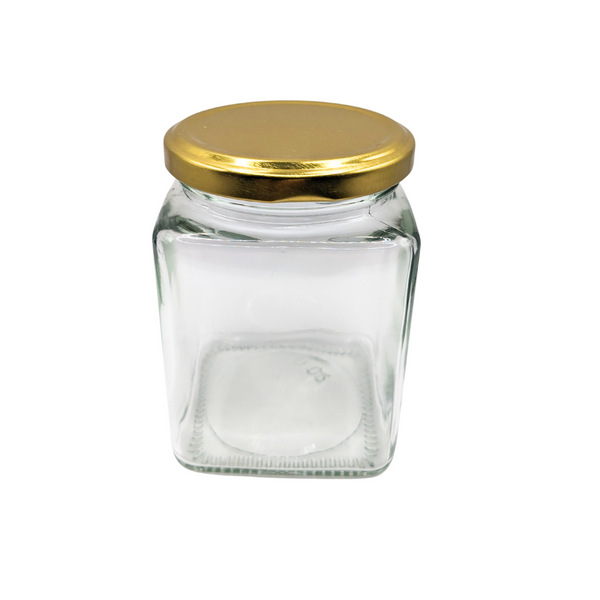 Square Glass Jar 380ml 500g gold Lid