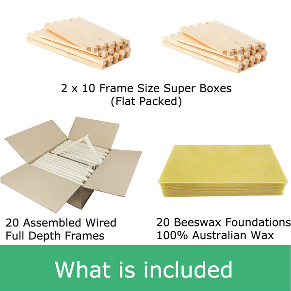Beehive kit 10 frame full depth with beeswax foundation